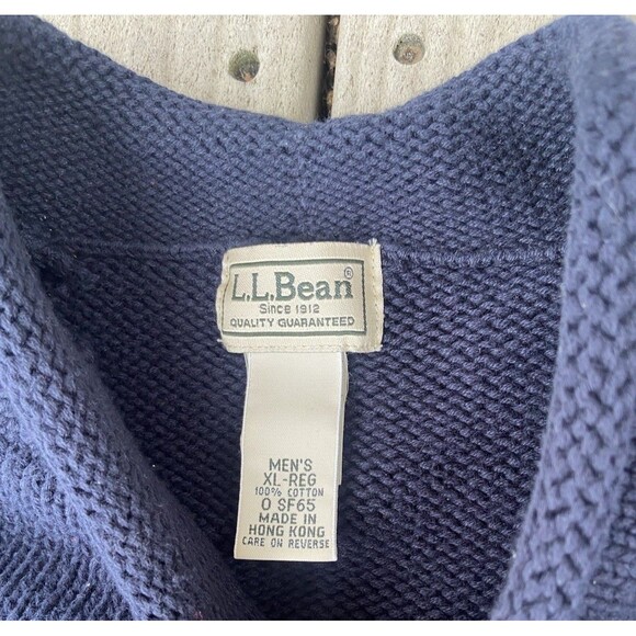 Vintage L.L. Bean Cotton Navy Blue Sweater 1985 Made in Hong Kong Men's XL - Picture 4 of 11